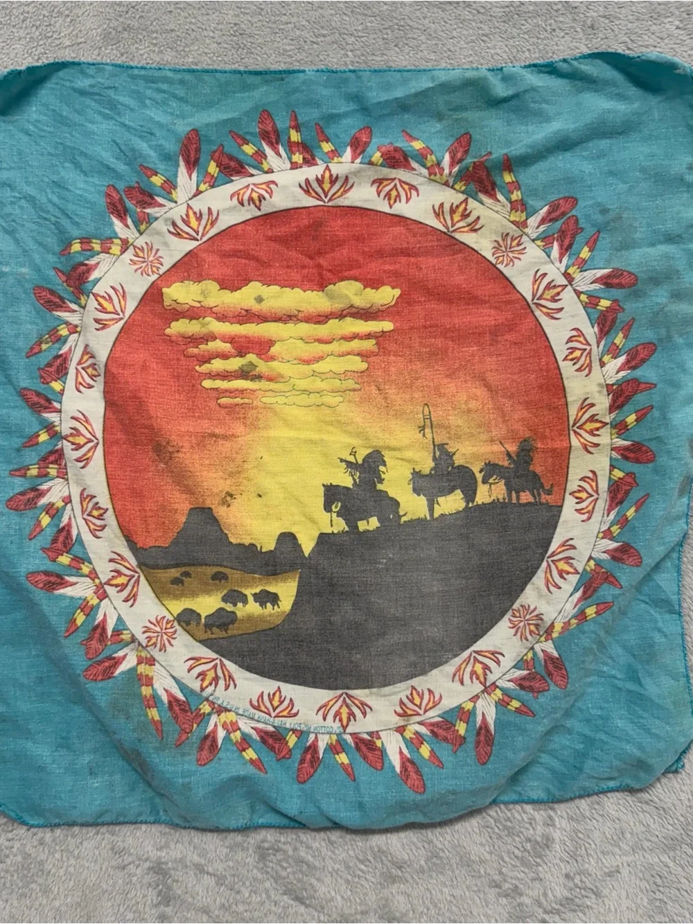Vintage Hav A Hank Native American Tribal Bandana US Scarf Cotton Poly Blend